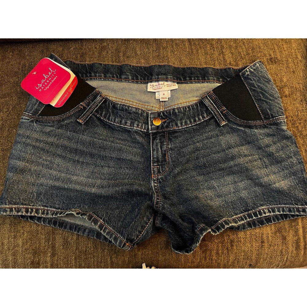 NWT Isabel Maternity by Ingrid & Isabel Under Belly Midi Jean Shorts Size 8